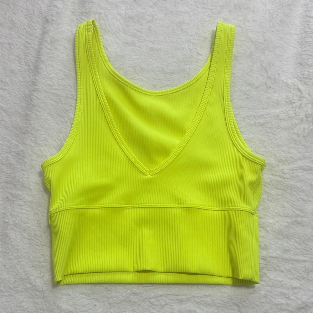 Neon Lululemon Yellow Ribbed Crop Top